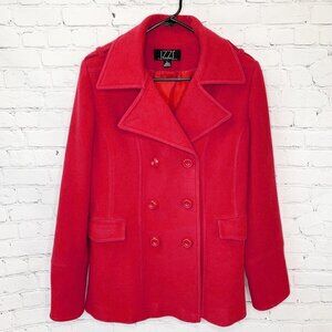 IZZI RUST COLOR DOUBLE BREASTED WOOL PEACOAT! SIZE LARGE